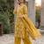 Yellow floral printed straight kurta set for women