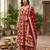 Red floral printed anarkali kurta set for women