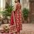 Red floral printed anarkali kurta set for women