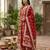 Red floral printed anarkali kurta set for women