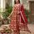 Red floral printed anarkali kurta set for women