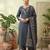 Blue floral printed straight kurta set for women
