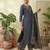 Blue floral printed straight kurta set for women