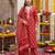 Red floral printed straight kurta set for women
