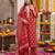 Red floral printed straight kurta set for women
