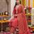 Red floral printed straight kurta set for women