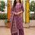 Burgundy floral printed straight kurta set for women