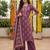 Burgundy floral printed straight kurta set for women
