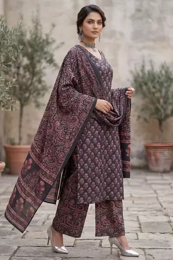 Blue floral printed straight kurta set for women