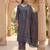 Blue floral printed straight kurta set for women