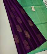 Purple pista silk blend jacuard work festival saree with unstitched blouse piece