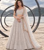 WHITE NET THREAD WITH ZARI AND SEQUINCE WORK FESTIVE LEHENGA CHOLI SET FOR WOMEN'S