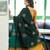 Green yellow silk blend jacuard work festival saree with unstitched blouse piece