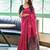 Pink green silk blend jacuard work festival saree with unstitched blouse piece