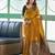 Yellow green silk blend jacuard work festival saree with unstitched blouse piece