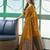 Yellow green silk blend jacuard work festival saree with unstitched blouse piece