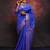 Blue  silk blend jacuard work festival saree with unstitched blouse piece