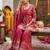 Magenta floral printed peplum kurta set for women