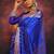Blue  silk blend jacuard work festival saree with unstitched blouse piece