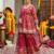 Magenta floral printed peplum kurta set for women