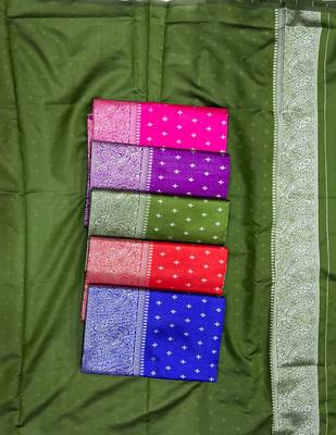 Blue  silk blend jacuard work festival saree with unstitched blouse piece 4