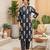 Black floral printed straight kurta set for women