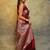 Maroon  silk blend jacuard work festival saree with unstitched blouse piece