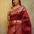 Maroon  silk blend jacuard work festival saree with unstitched blouse piece