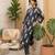Black floral printed straight kurta set for women