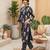 Black floral printed straight kurta set for women