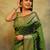 Mehendi silk blend jacuard work festival saree with unstitched blouse piece