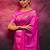 Pink ellow green silk blend jacuard work festival saree with unstitched blouse piece