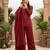 Maroon floral printed straight kurta set for women