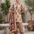 Beige floral printed straight kurta set for women