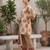Beige floral printed straight kurta set for women