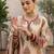 Beige floral printed straight kurta set for women
