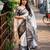 White black silk blend jacuard work festival saree with unstitched blouse piece