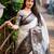 White black silk blend jacuard work festival saree with unstitched blouse piece