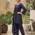 Blue floral printed straight kurta set for women