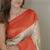 White orange silk blend jacuard work festival saree with unstitched blouse piece