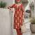 Rust floral printed straight kurta set for women
