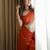 White orange silk blend jacuard work festival saree with unstitched blouse piece