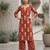 Rust floral printed straight kurta set for women