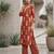 Rust floral printed straight kurta set for women