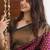 Wine green silk blend jacuard work festival saree with unstitched blouse piece