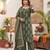 Green floral printed straight kurta set for women