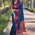 Blue purple silk blend jacuard work festival saree with unstitched blouse piece