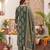 Green floral printed straight kurta set for women
