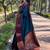 Blue purple silk blend jacuard work festival saree with unstitched blouse piece