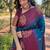 Blue purple silk blend jacuard work festival saree with unstitched blouse piece
